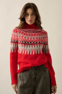 Heathered Hills Fair Isle Mock-Neck Sweater - ShopPromesa