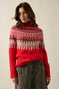Heathered Hills Fair Isle Mock-Neck Sweater - ShopPromesa