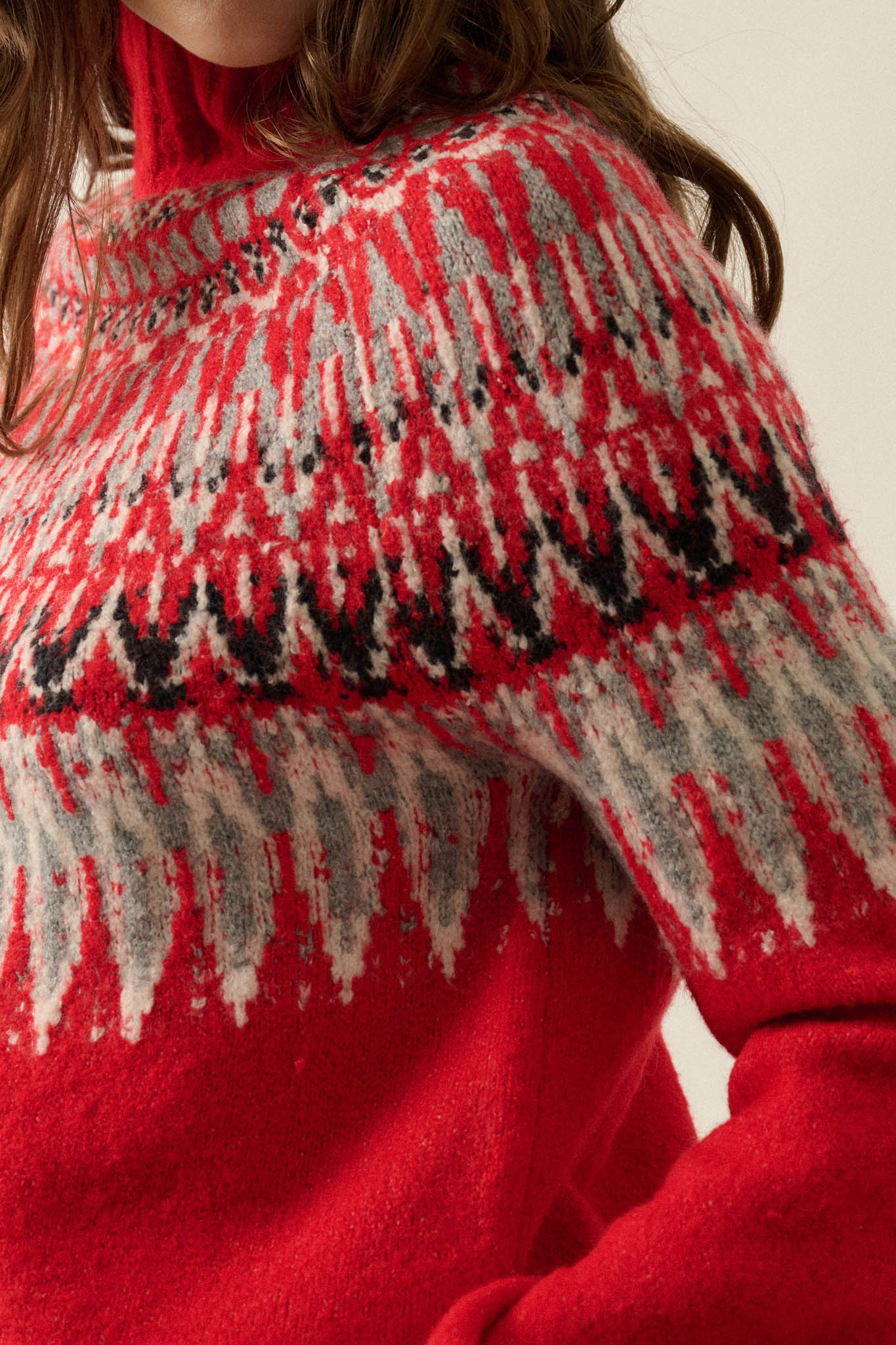Heathered Hills Fair Isle Mock-Neck Sweater - ShopPromesa