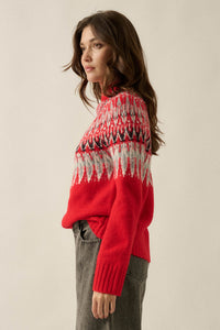 Heathered Hills Fair Isle Mock-Neck Sweater - ShopPromesa