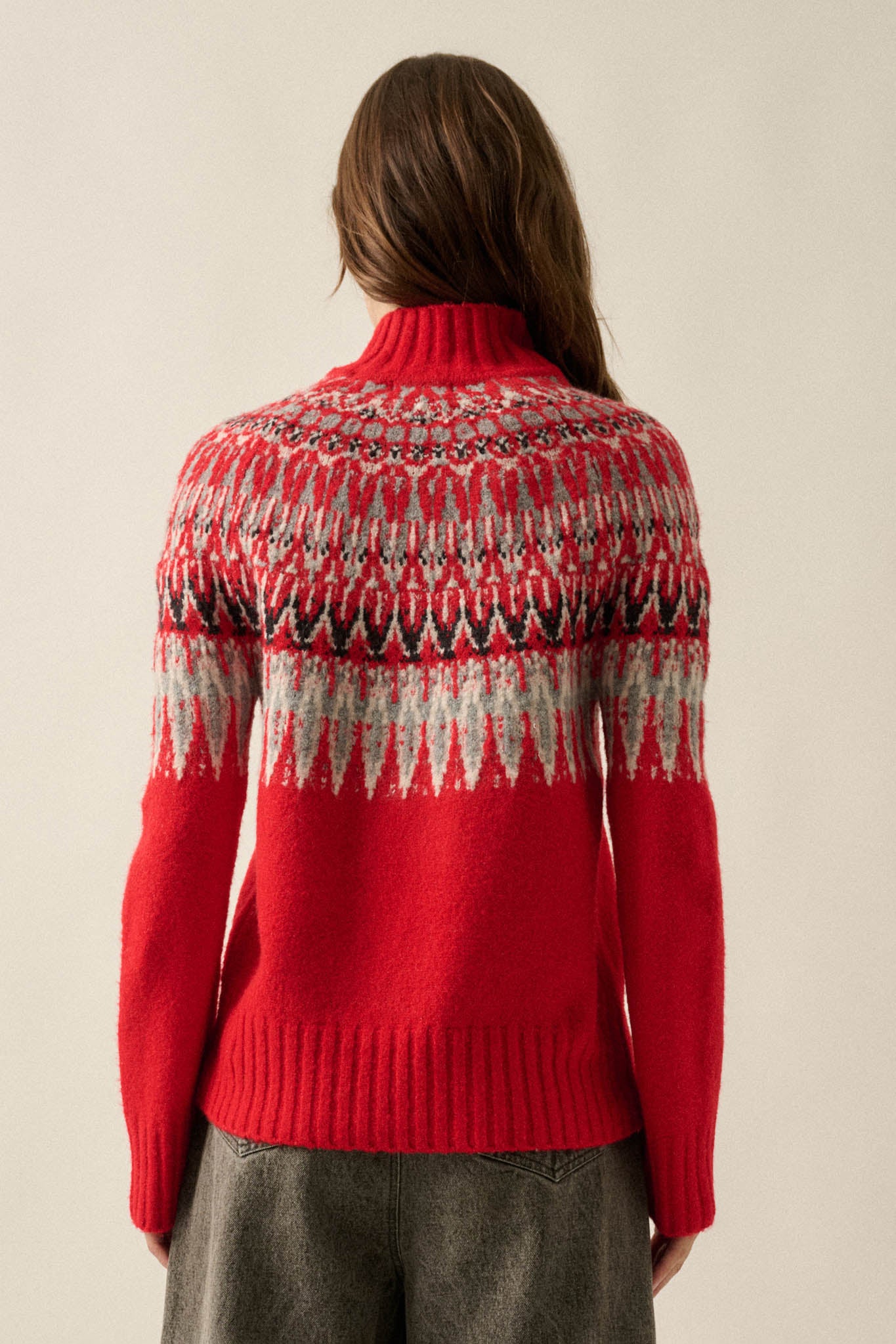 Heathered Hills Fair Isle Mock-Neck Sweater - ShopPromesa