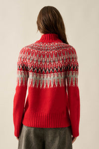 Heathered Hills Fair Isle Mock-Neck Sweater - ShopPromesa