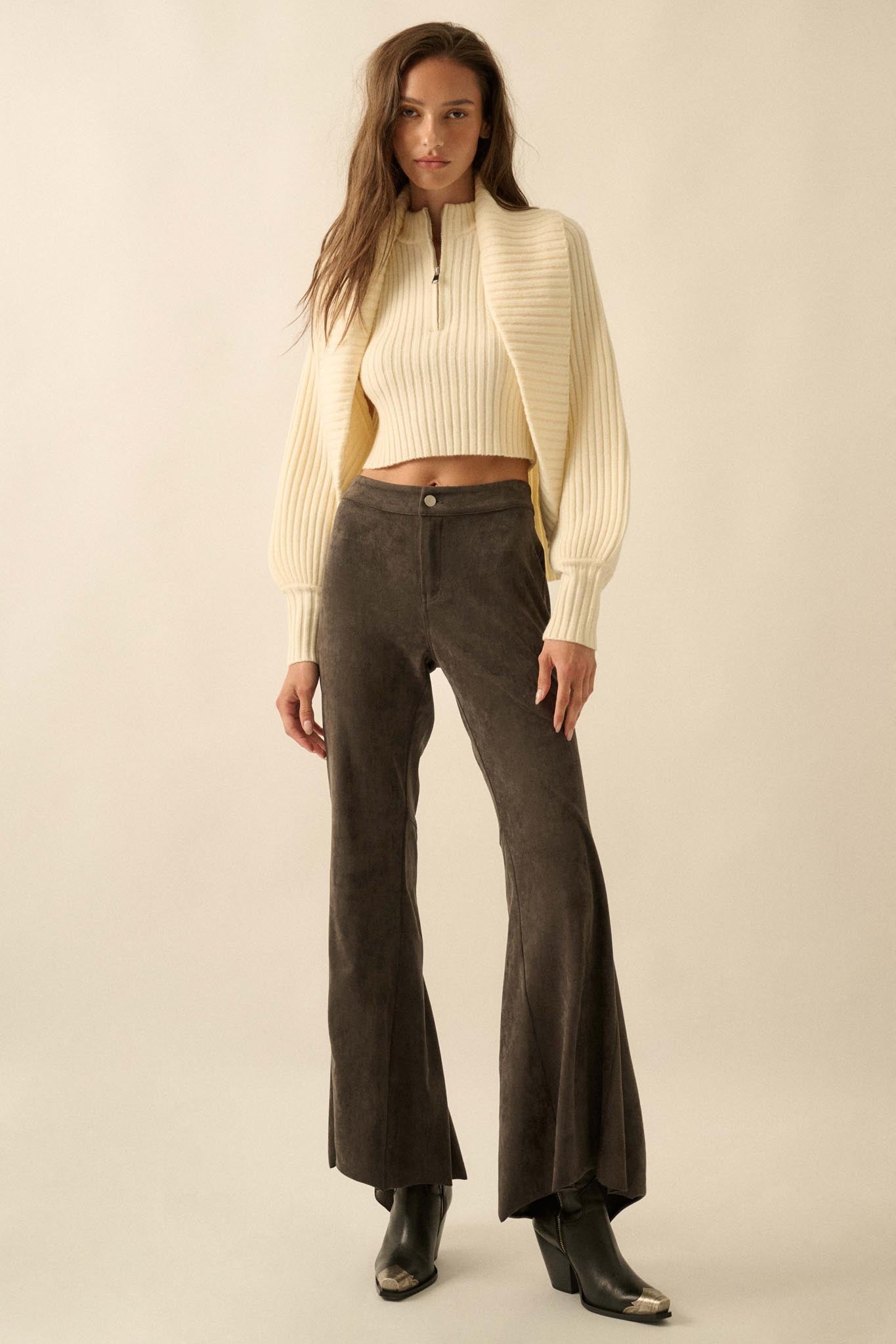 Way of Life Rib-Knit Shrug and Sleeveless Crop Top - ShopPromesa
