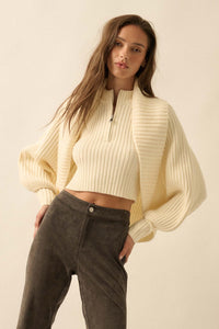Way of Life Rib-Knit Shrug and Sleeveless Crop Top - ShopPromesa