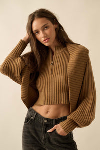 Way of Life Rib-Knit Shrug and Sleeveless Crop Top - ShopPromesa