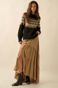 Misty Moors Fair Isle Cable Knit Sweater - ShopPromesa