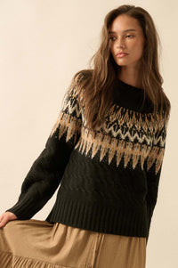 Misty Moors Fair Isle Cable Knit Sweater - ShopPromesa