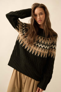 Misty Moors Fair Isle Cable Knit Sweater - ShopPromesa
