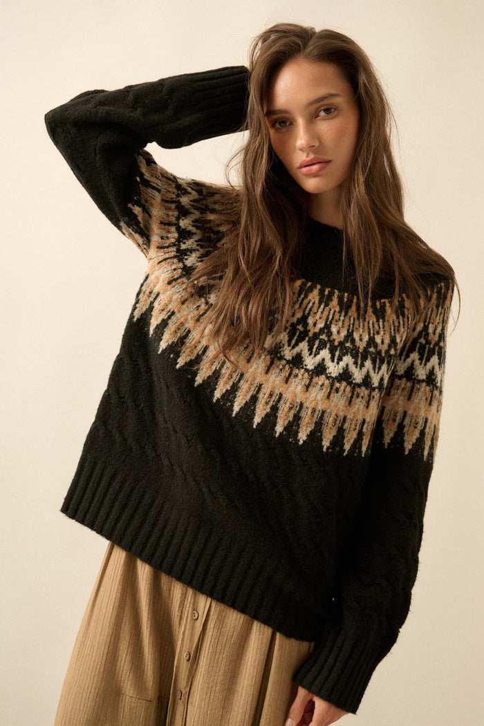 Misty Moors Fair Isle Cable Knit Sweater - ShopPromesa