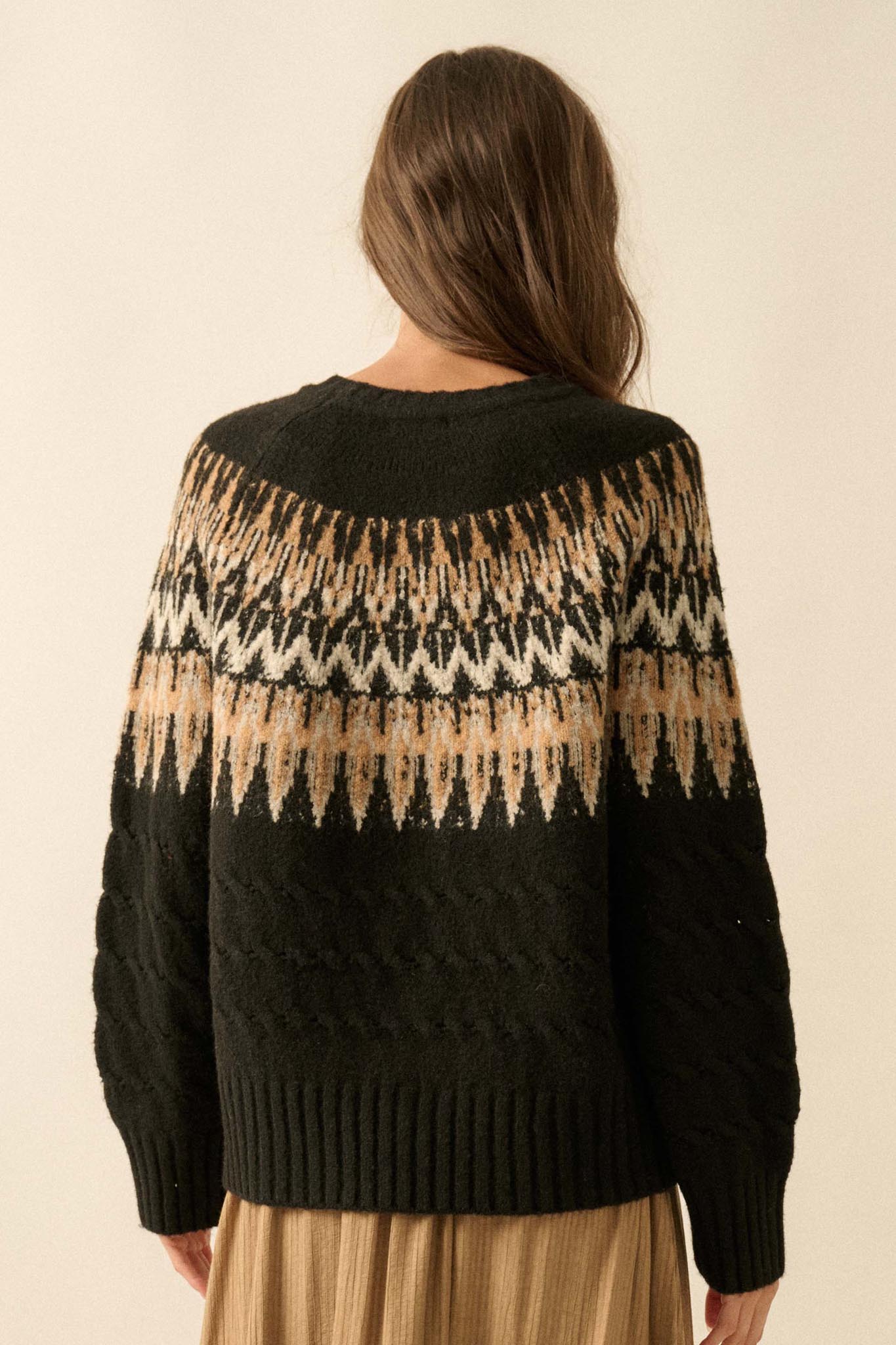Misty Moors Fair Isle Cable Knit Sweater - ShopPromesa