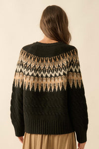 Misty Moors Fair Isle Cable Knit Sweater - ShopPromesa