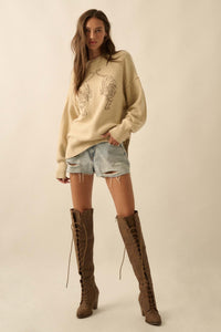 Twin Tigers Embroidered Exposed-Seam Sweater - ShopPromesa