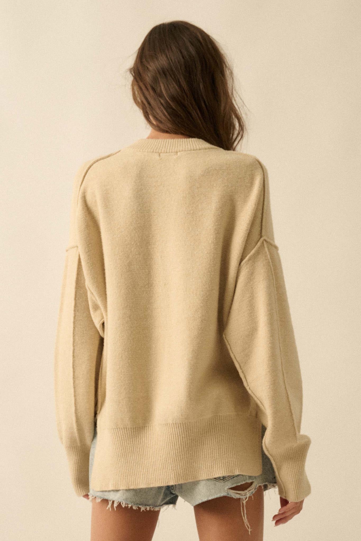 Twin Tigers Embroidered Exposed-Seam Sweater - ShopPromesa