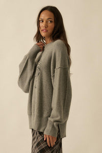 Twin Tigers Embroidered Exposed-Seam Sweater - ShopPromesa