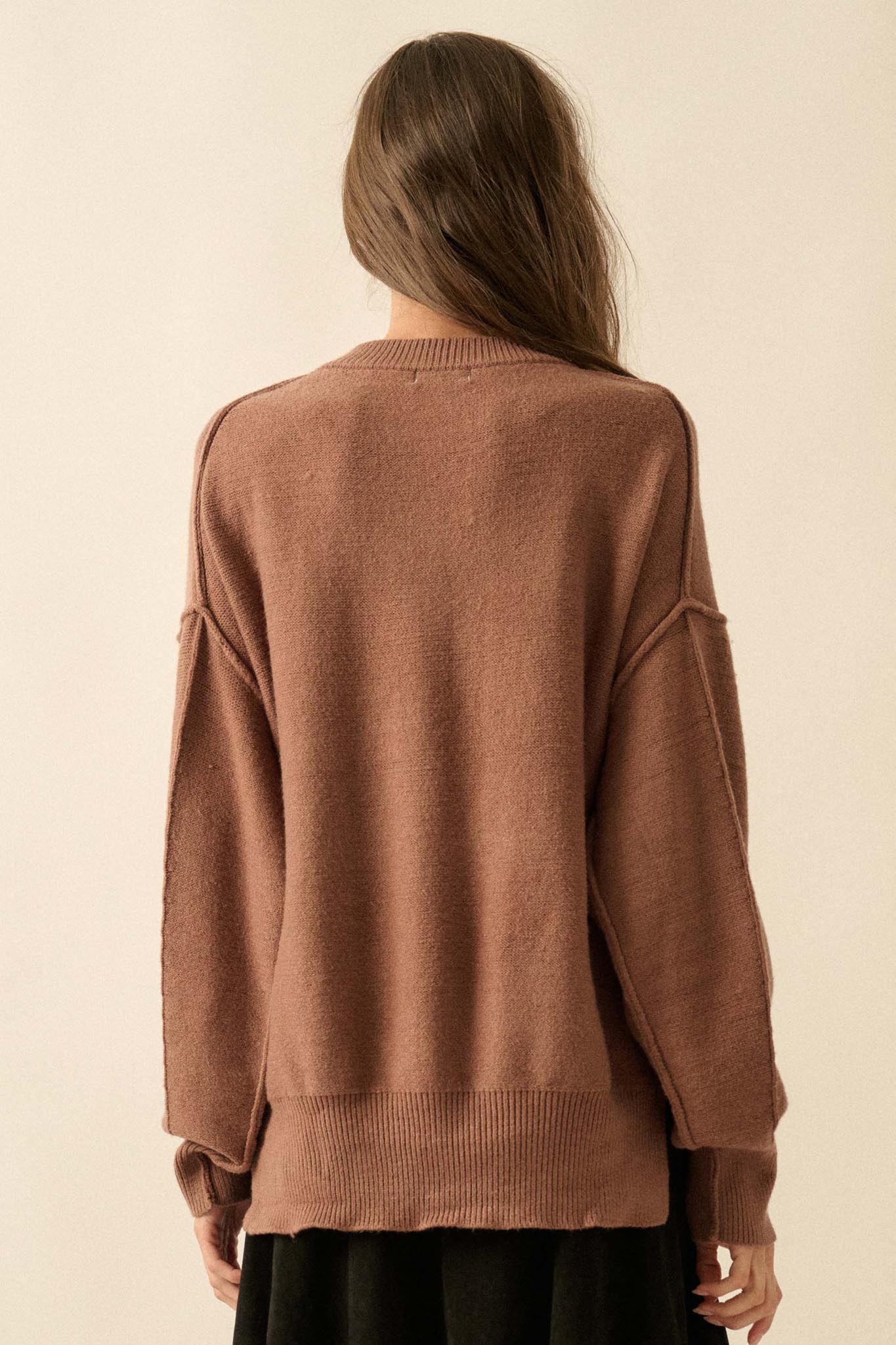 Twin Tigers Embroidered Exposed-Seam Sweater - ShopPromesa