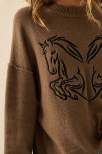 Untamed Heart Horse-Embroidered Sweater - ShopPromesa