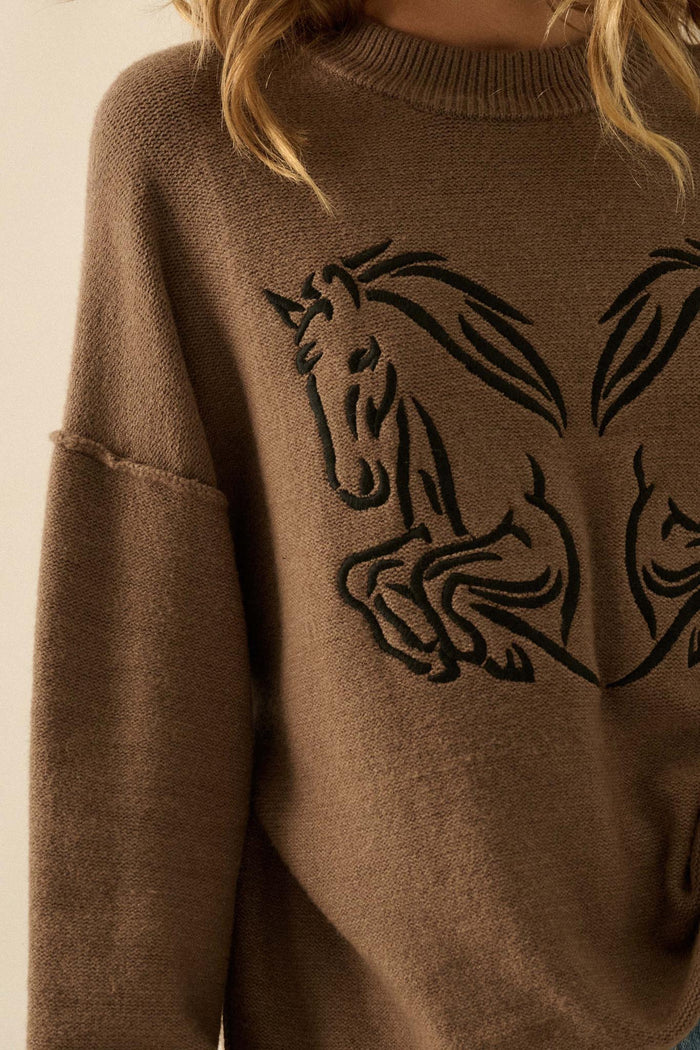 Untamed Heart Horse-Embroidered Sweater - ShopPromesa