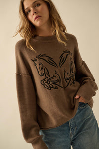 Untamed Heart Horse-Embroidered Sweater - ShopPromesa