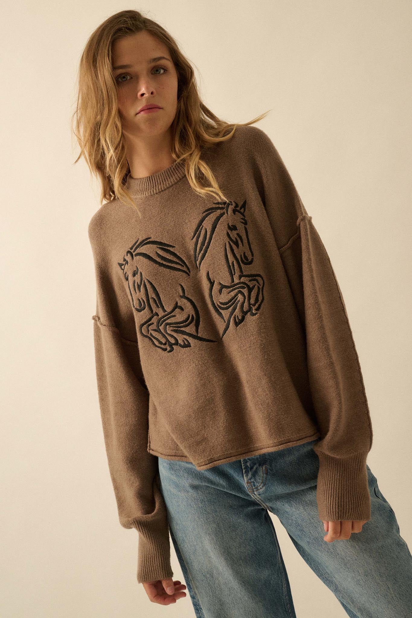 Untamed Heart Horse-Embroidered Sweater - ShopPromesa