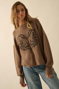 Untamed Heart Horse-Embroidered Sweater - ShopPromesa