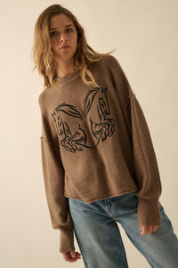 Untamed Heart Horse-Embroidered Sweater - ShopPromesa