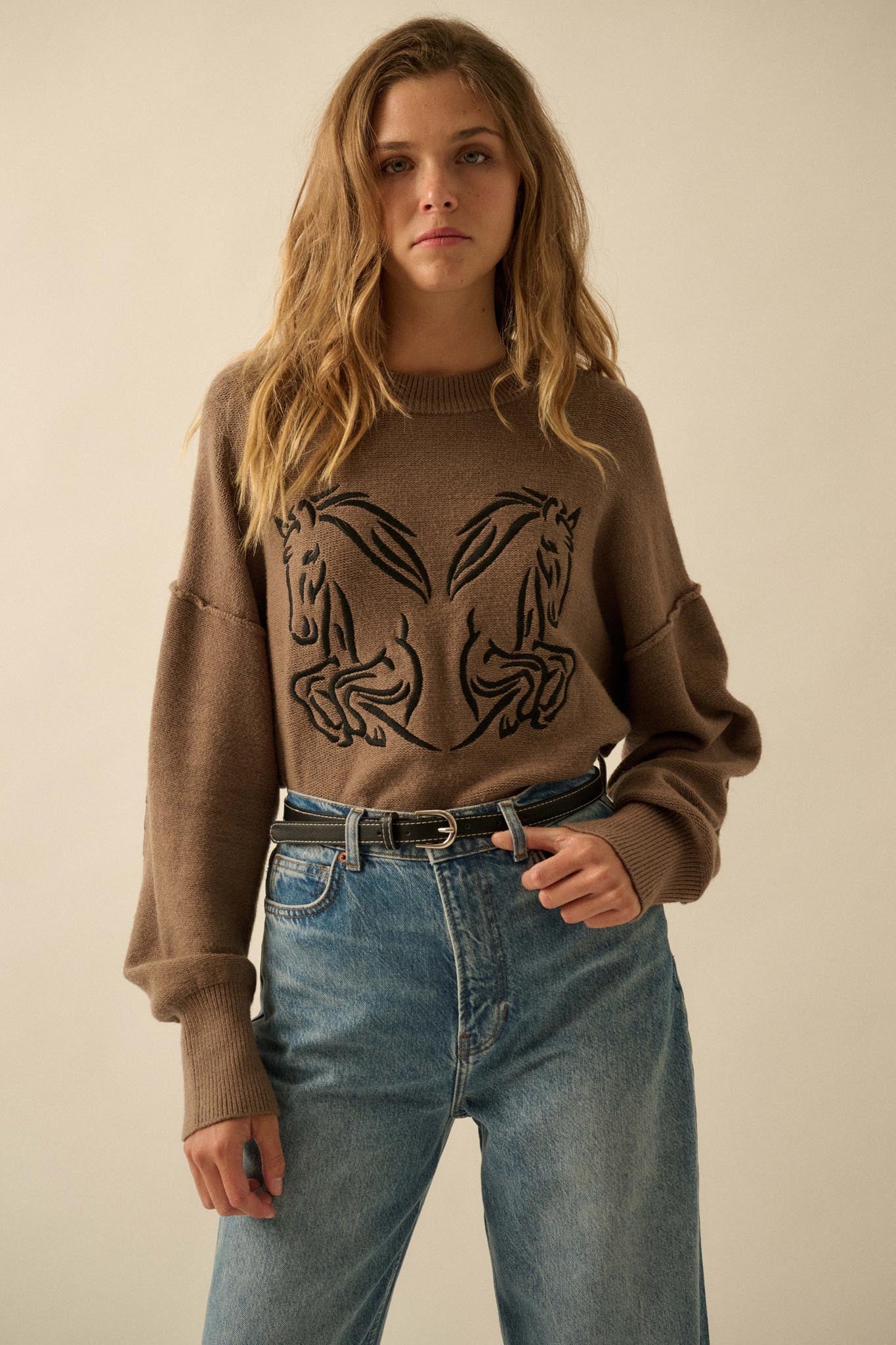Untamed Heart Horse-Embroidered Sweater - ShopPromesa