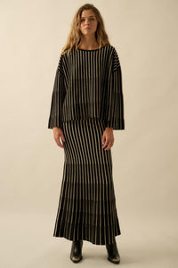 On the Line Striped Wide-Sleeve Loose-Fit Sweater - ShopPromesa