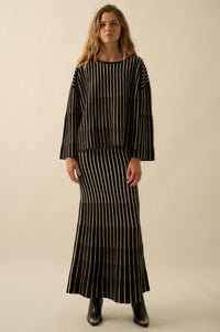 On the Line Striped Wide-Sleeve Loose-Fit Sweater - ShopPromesa