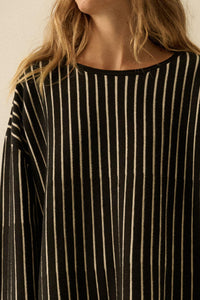 On the Line Striped Wide-Sleeve Loose-Fit Sweater - ShopPromesa