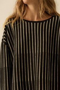 On the Line Striped Wide-Sleeve Loose-Fit Sweater - ShopPromesa