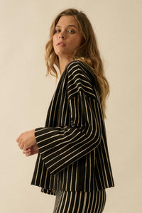 On the Line Striped Wide-Sleeve Loose-Fit Sweater - ShopPromesa