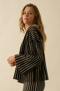 On the Line Striped Wide-Sleeve Loose-Fit Sweater - ShopPromesa
