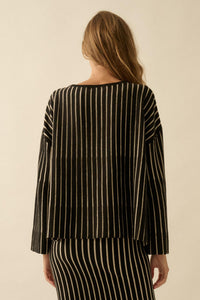 On the Line Striped Wide-Sleeve Loose-Fit Sweater - ShopPromesa