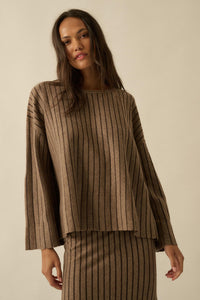 On the Line Striped Wide-Sleeve Loose-Fit Sweater - ShopPromesa