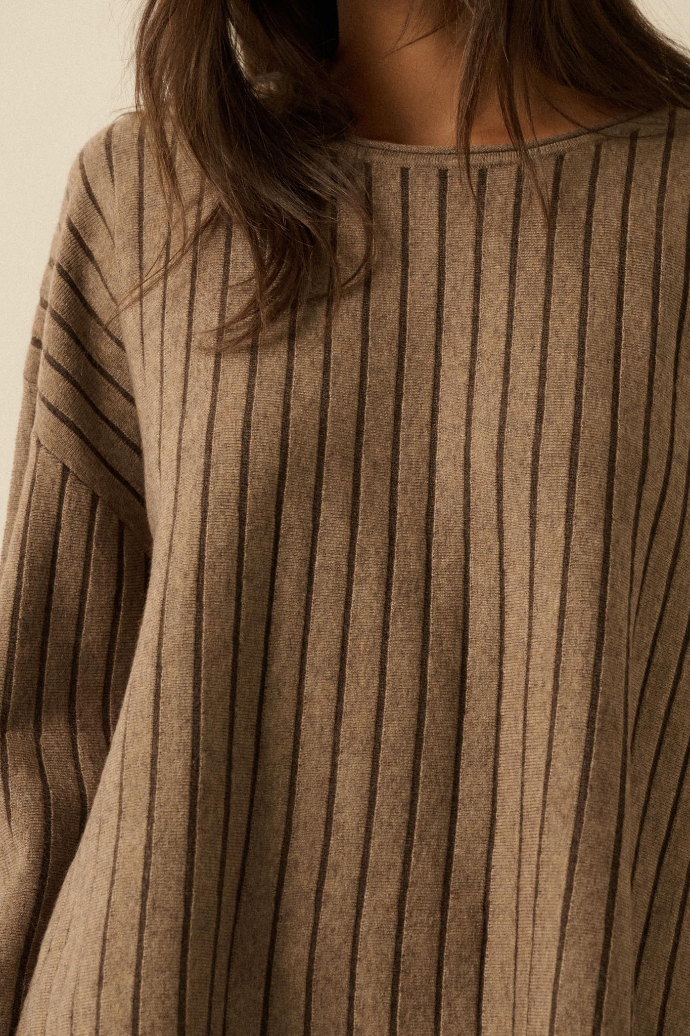 On the Line Striped Wide-Sleeve Loose-Fit Sweater - ShopPromesa