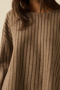 On the Line Striped Wide-Sleeve Loose-Fit Sweater - ShopPromesa