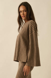 On the Line Striped Wide-Sleeve Loose-Fit Sweater - ShopPromesa