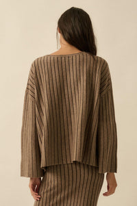 On the Line Striped Wide-Sleeve Loose-Fit Sweater - ShopPromesa