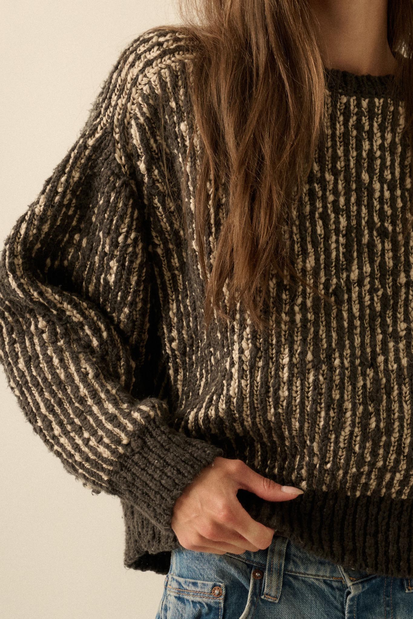 Live and Learn Marled Boucle Rib-Knit Sweater - ShopPromesa