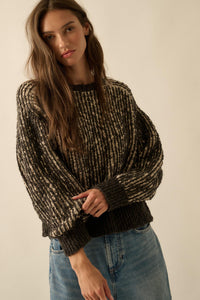 Live and Learn Marled Boucle Rib-Knit Sweater - ShopPromesa