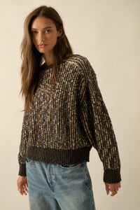 Live and Learn Marled Boucle Rib-Knit Sweater - ShopPromesa