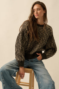Live and Learn Marled Boucle Rib-Knit Sweater - ShopPromesa