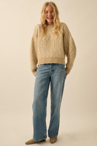 Live and Learn Marled Boucle Rib-Knit Sweater - ShopPromesa