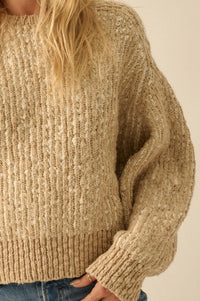Live and Learn Marled Boucle Rib-Knit Sweater - ShopPromesa
