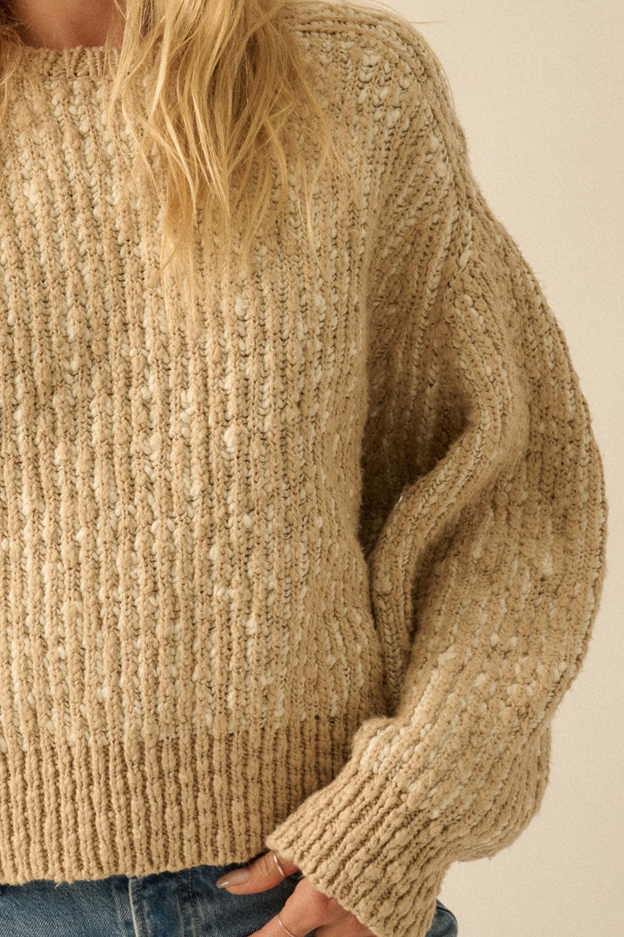 Live and Learn Marled Boucle Rib-Knit Sweater - ShopPromesa