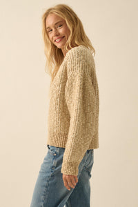 Live and Learn Marled Boucle Rib-Knit Sweater - ShopPromesa