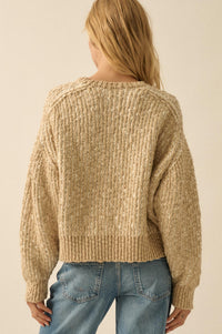Live and Learn Marled Boucle Rib-Knit Sweater - ShopPromesa