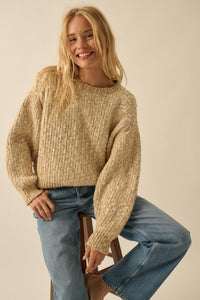 Live and Learn Marled Boucle Rib-Knit Sweater - ShopPromesa