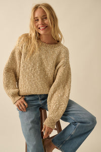 Live and Learn Marled Boucle Rib-Knit Sweater - ShopPromesa