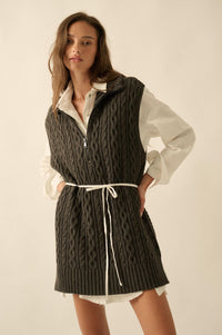 Twist of Fate Cable Knit Oversize Sweater Vest - ShopPromesa